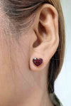 Invisible Set Minimal Ruby Diamond Heart Earrings Subtle Elegance with a Romantic Touch