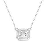 SKU-ANK012 18K white gold illusion pie-cut diamond pendant necklace showing 1.00 carat face-up look using 0.40 CTW diamonds.