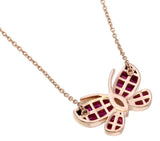 18kt Gold Invisible Set Ruby Butterfly Pendant with Marquise Diamond | 2.75ct Total | ANK029