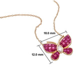 18kt white gold invisible set ruby butterfly pendant ANK029, 2.50ct natural ruby wings, 0.25ct marquise diamond body, 18x12mm, chain included