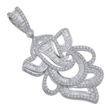 Close-up of baguette and round brilliant diamond setting on 18kt gold Ganesha pendant APD057, channel-set baguette diamonds on forehead and trunk with pavé round diamonds on curved ear and body outlines, VS clarity F–G colour