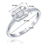 18KT White Gold Pie-Cut Emerald Diamond Bezel Engagement Ring
with dimensions