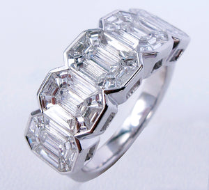 Invisible Set 5 Stone Piecut Diamond Ring for Women and Girls