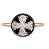 Elegant AR1185 Ring in 18kt Gold with Black Ceramic and Natural Diamonds for Women
