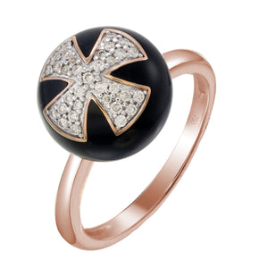 AR1185 - 18kt Gold Ring with Black Ceramic & Natural Diamonds