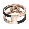 Stylish Black Ceramic & 18kt Yellow Gold Ring Adorned with Natural Diamonds – Women & Girls
