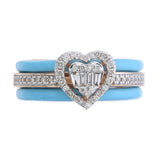 Blue Ceramic Dual Ring with 18kt Pink Gold and Diamond Enhancer – A Perfect Choice for Women and Girls

