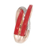 Gold Ring with Natural Diamonds and Bold Red Ceramic Design