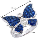 Invisible Set Ruby Butterfly Ring 18k Gold | Gemstone Statement Riithng | with dimenions