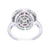 Cluster of diamonds & invisible set ruby ring.