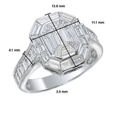 Luxury Emerald-Shape Pie-Cut Diamond Ring with Baguette Halo