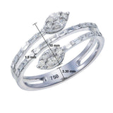 AR1404 Wrap Around Diamond Ring | Dual Marquise & Baguette Channel | 0.70ct | 18kt White Gold DIMENSIONS