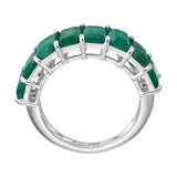 18KT White Gold Seven-Stone Emerald Cut Emerald Band side angle