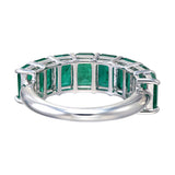 18KT White Gold Seven-Stone Emerald Cut Emerald Band back view