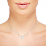 Dainty Floating Bezel Diamond Cluster Necklace on neck view