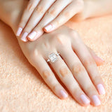  pie-cut diamond taper baguette shoulder ring 18kt rose gold on hand view TR108