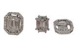 Baguette Illusion Emerald Cut Diamond Halo Stud Earrings