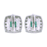 Square Cut Emerald & Diamond Halo Stud Earrings – Custom Fine Jewelry | 9kt–18kt Gold Manufacturing