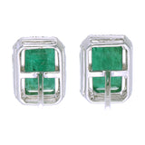 Emerald & Diamond Halo Stud Earrings in 18K Gold