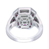 Gorgeous Asscher Pie Cut Diamond Ring with Ruby Accents