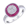 Marquise Princess Illusion Ring with Halo of Invisible Set Rubies A Stunning, Elegant Design with Timeless Sparkle
