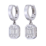 Luxury TE021 Step Cut Mosaic Diamond Earrings in 18k Gold for Women & Girls