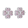 Invisible set ruby and diamond flower earrings