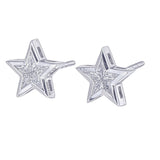 Star Shape Diamond Stud Earrings in 18KT White Gold