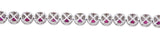 Rear profile view of SKU-AB122 showing geometric X cutout undergallery on 18K gold precious gemstone bracelet links.