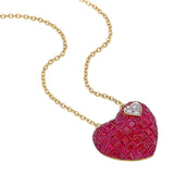 Invisible set ruby heart Necklace