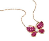 Invisible set ruby Butterfly Necklace