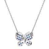Invisible set blue sapphire Butterfly Necklace