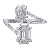 Toi et moi Pie Cut Diamond Open Ring in 18KT White Gold  front