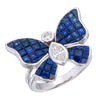 AR1330-Mystery Invisible set Blue sapphire &amp; diamonds on a butterfly ring