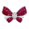 AR1329-Invisible set butterfly ring with Ruby & diamonds