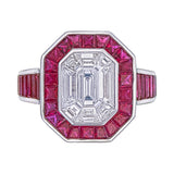 Invisible Set Diamond  Ruby Statement Ring Bold Elegant Design with a Touch of Luxe Color