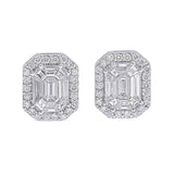 TE013 - 18k Emerald Cut Illusion Setting Diamond Earrings for Women and Girls