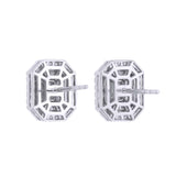 TE013 - 18k Emerald Cut Illusion Setting Diamond Earrings for Women and Girls