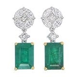 Emerald Cut Emerald & Diamond Drop Earrings – Custom Fine Jewelry | B2B Manufacturing Available