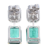 Piecut diamond stud & Emerald Earrings – Custom Fine Jewelry Manufacturing | 18K Gold High Jewelry