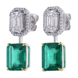 Piecut diamond stud & Emerald Earrings – Custom Fine Jewelry Manufacturing | 18K Gold High Jewelry