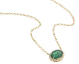 Oval Emerald Halo Diamond Pendant Necklace in 18K Gold – Custom Fine Jewelry for Retailers & Private Clients