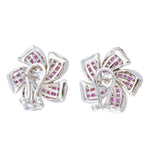 Invisible Set Ruby afloral earrings with omega clip