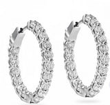 18k White Gold Inside-Out Diamond Hoop Earrings