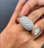 Luxury Pavé Diamond and Ruby Bombée Ring