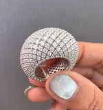 Luxury Pavé Diamond and Ruby Bombée Ring