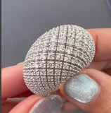 Luxury Pavé Diamond and Ruby Bombée Ring
