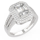Pie Cut Diamond Double Halo Ring – 1.50 CTW in 18K White Gold