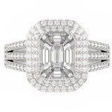 Pie Cut Diamond Double Halo Ring – 1.50 CTW in 18K White Gold