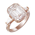 Pie-Cut Diamond Ring with Taper Baguette Shoulders | 0.80ct | 18kt Gold